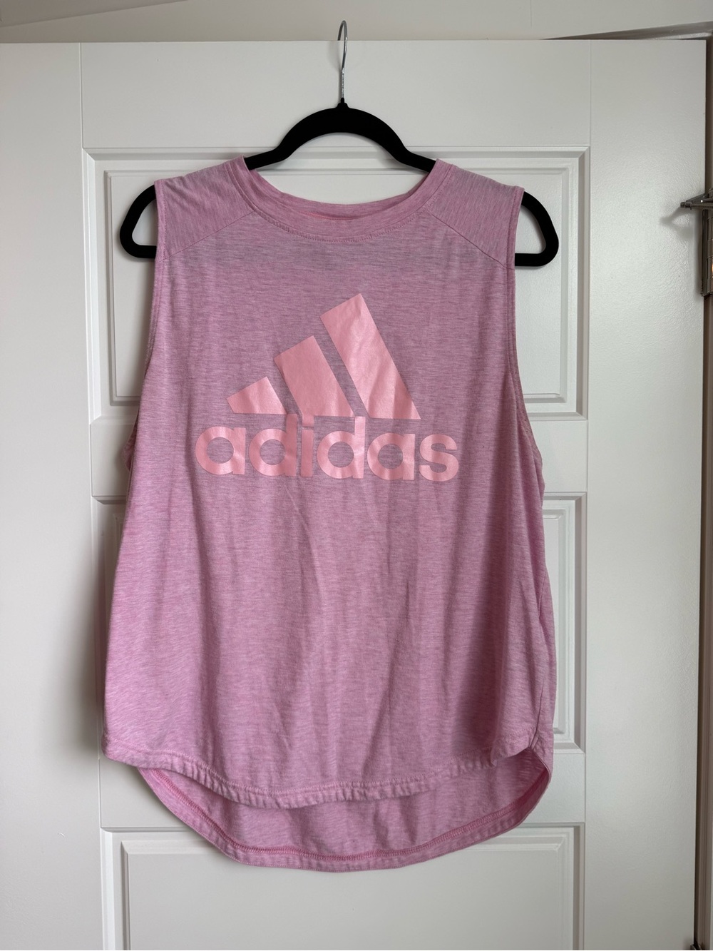 adidas Light Pink Logo Muscle Tank Top